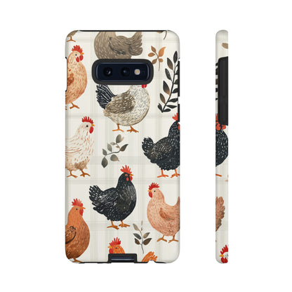 Samsung Galaxy Case: Vintage Chicken & Leaves – Farmhouse Style Case