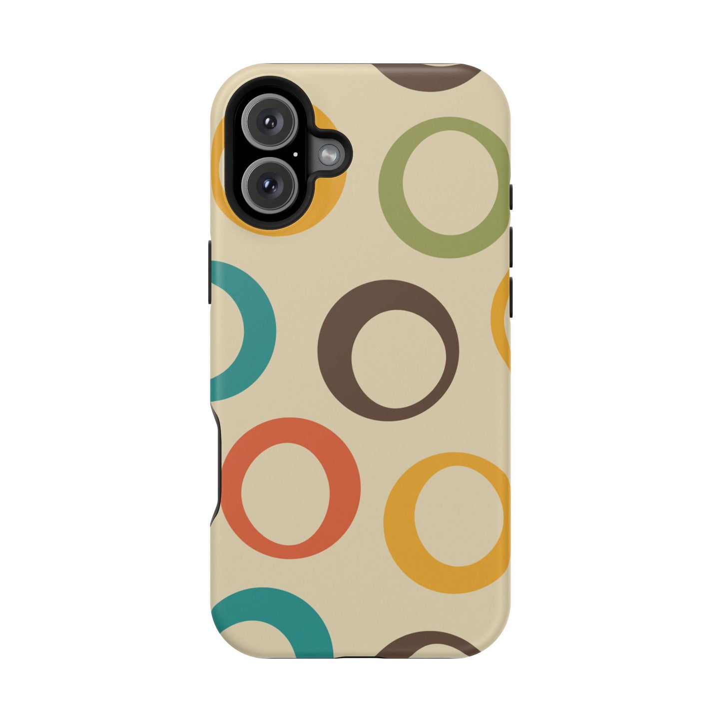 Retro Colorful Rings MagSafe iPhone Case – Shockproof, Matte Finish, Dual-Layer Protection