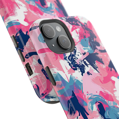 Vibrant Pink & Navy Abstract Splash – MagSafe iPhone Case