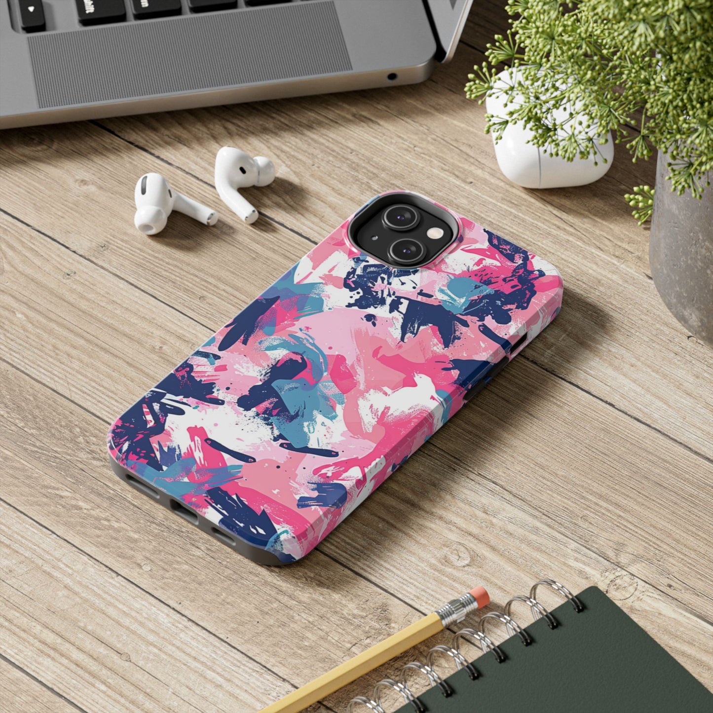 Vibrant Pink & Navy Abstract Splash – iPhone Case