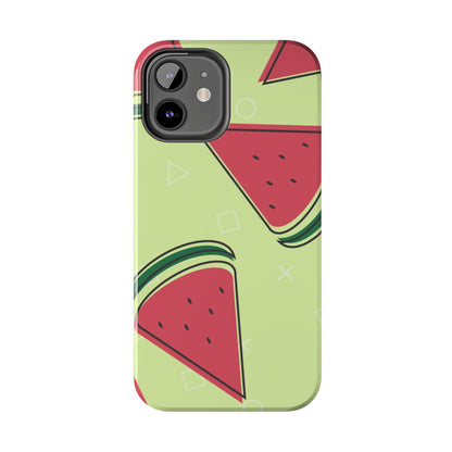 Watermelon Slice iPhone Case – Fresh & Fun Design with Retro Geometric Pattern