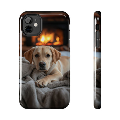 Cozy Golden Retriever by the Fireplace - iPhone Series Case