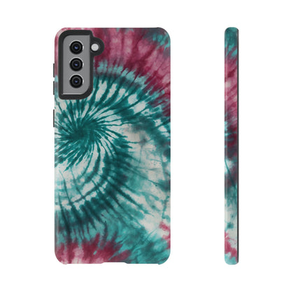 Teal and Pink Spiral Tie-Dye Samsung Galaxy Case – Boho Chic Design