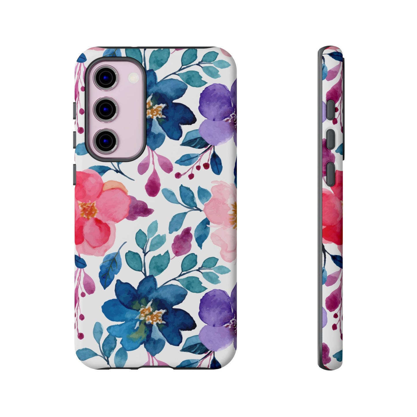 Mystic Bloom – Samsung Galaxy Case with Blue & Pink Watercolor Florals