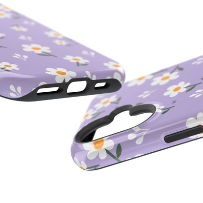 Purple Daisy Garden MagSafe  iPhone Case – Soft Lavender Background, Shockproof Protection with Slim Fit