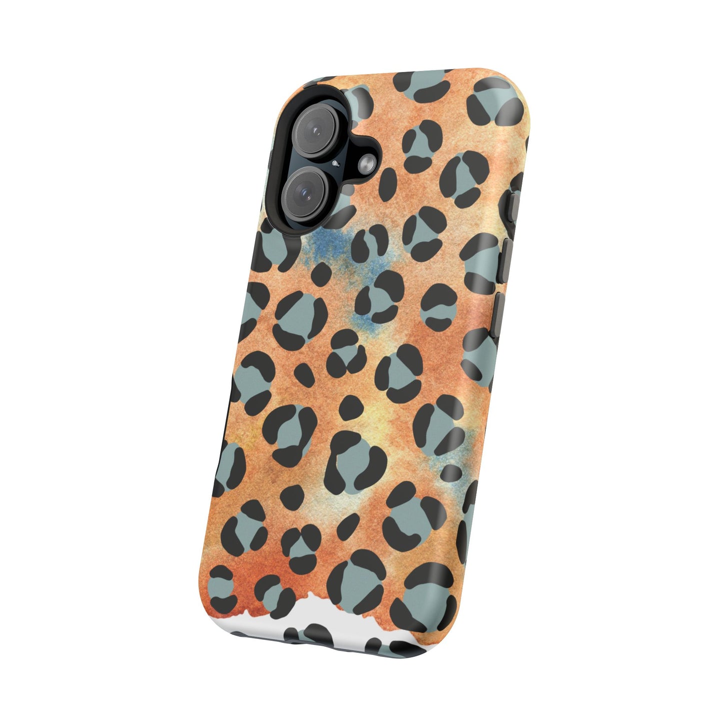 Sunset Watercolor Leopard Print Tough MagSafe iPhone Case – Artistic Animal Pattern with Dual-Layer Protection