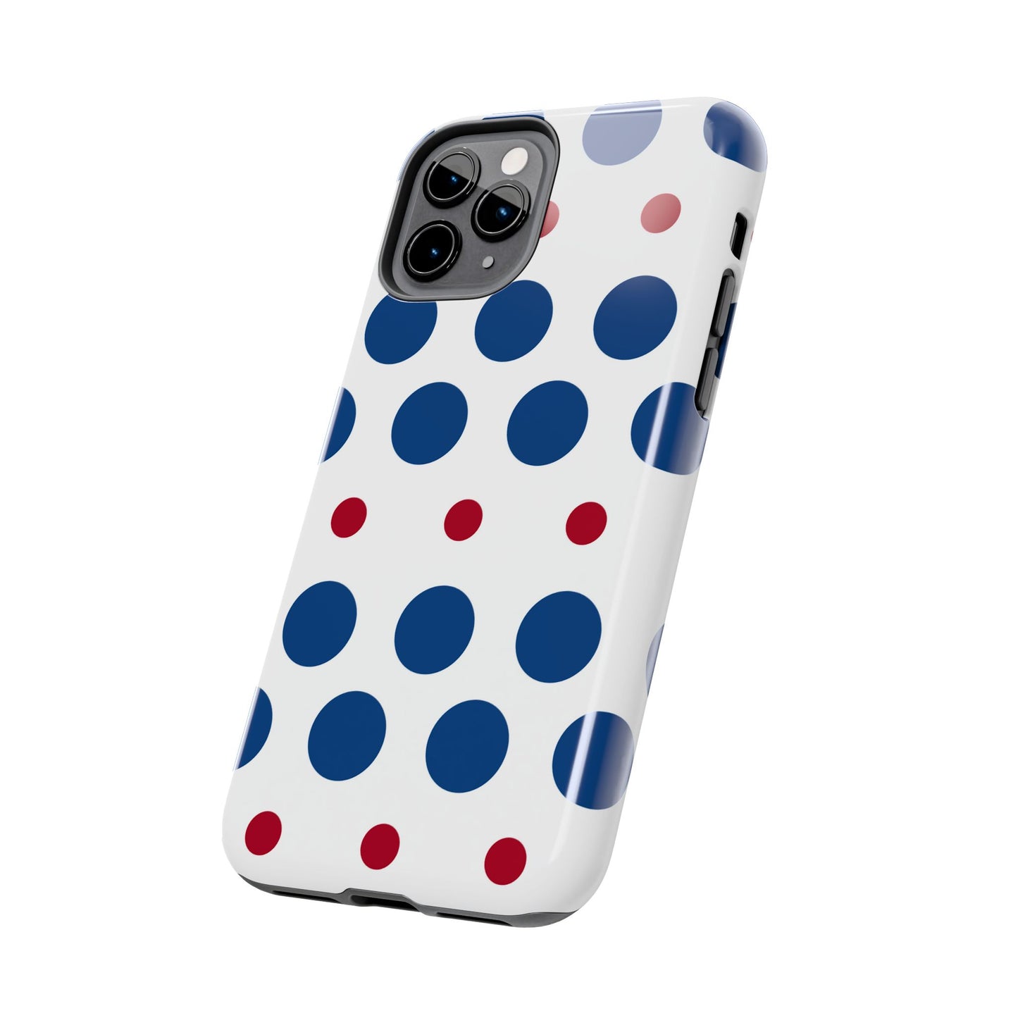 Bold Navy & Red Polka Dot Pattern – iPhone Case