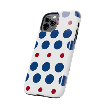 Bold Navy & Red Polka Dot Pattern – iPhone Case