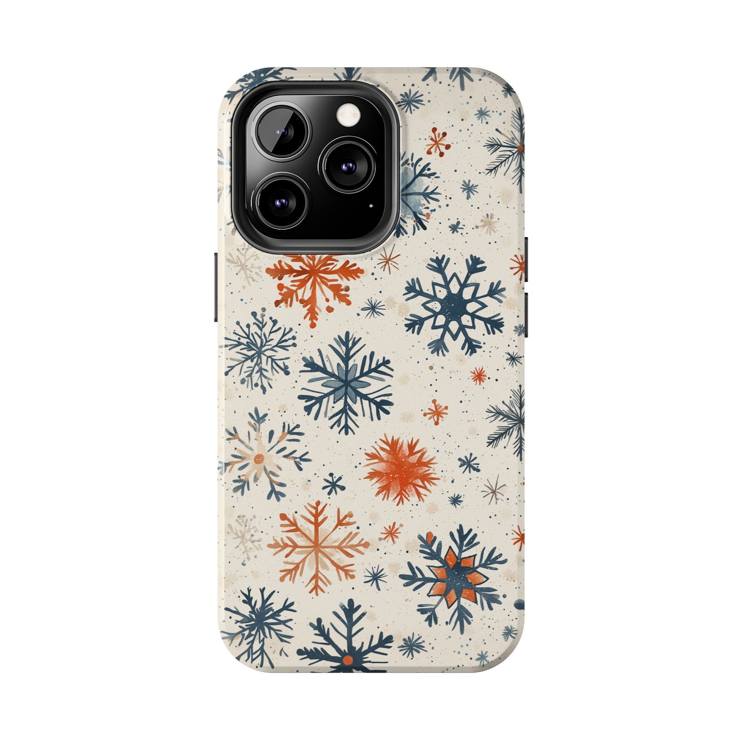 Rustic Orange and Blue Snowflake Pattern – iPhone Series Case