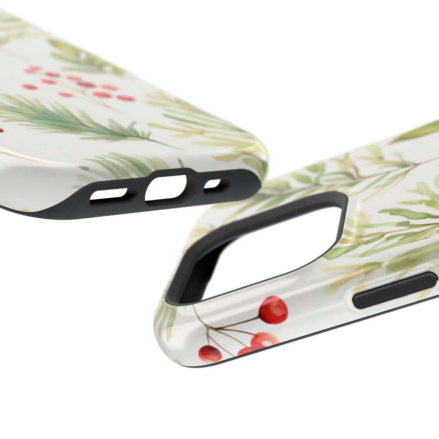 Winter Greenery & Berry Watercolor – MagSafe iPhone Series Case