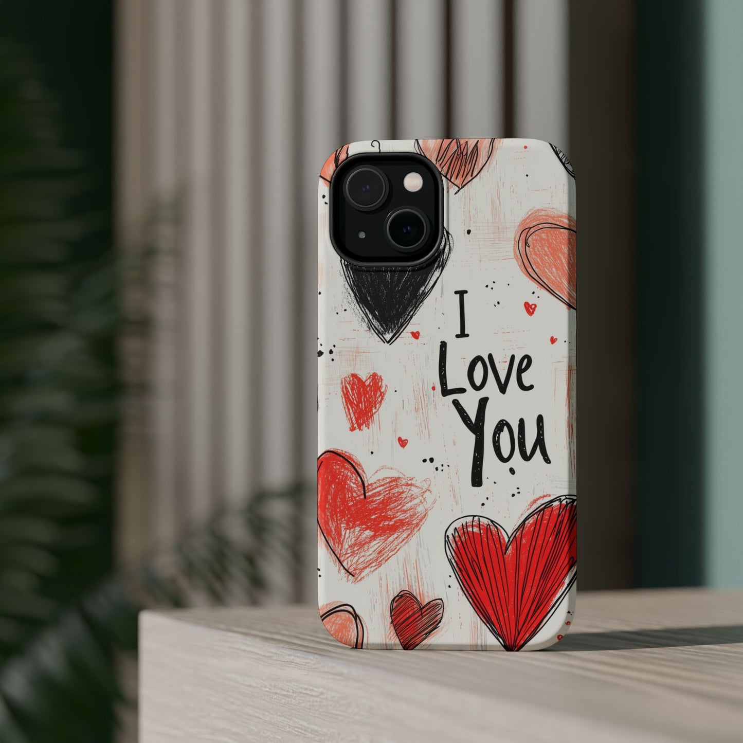 Romantic "I Love You" Heart Sketch - MagSafe Compatible Case