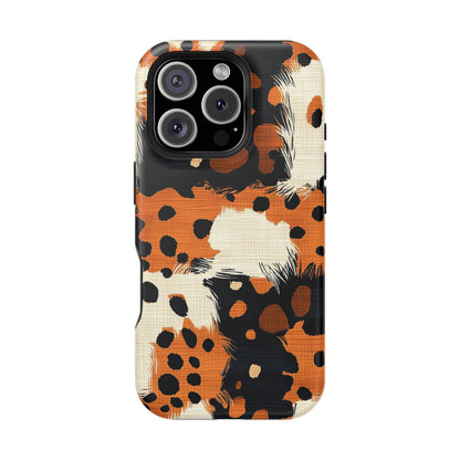 MagSafe iPhone Case: Cheetah Plaid – Brown & Black Pattern