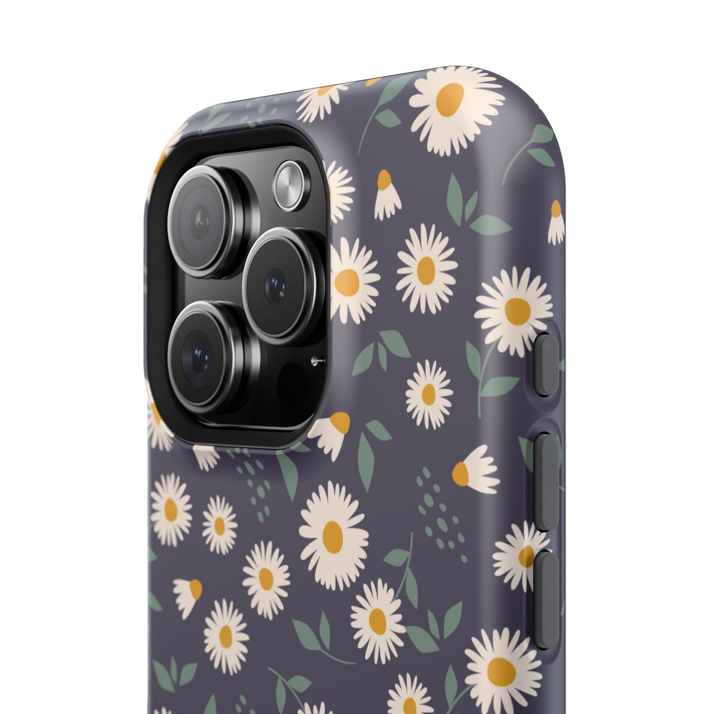 Midnight Daisy MagSafe iPhone Case – Dark Navy Floral Design, Slim and Protective