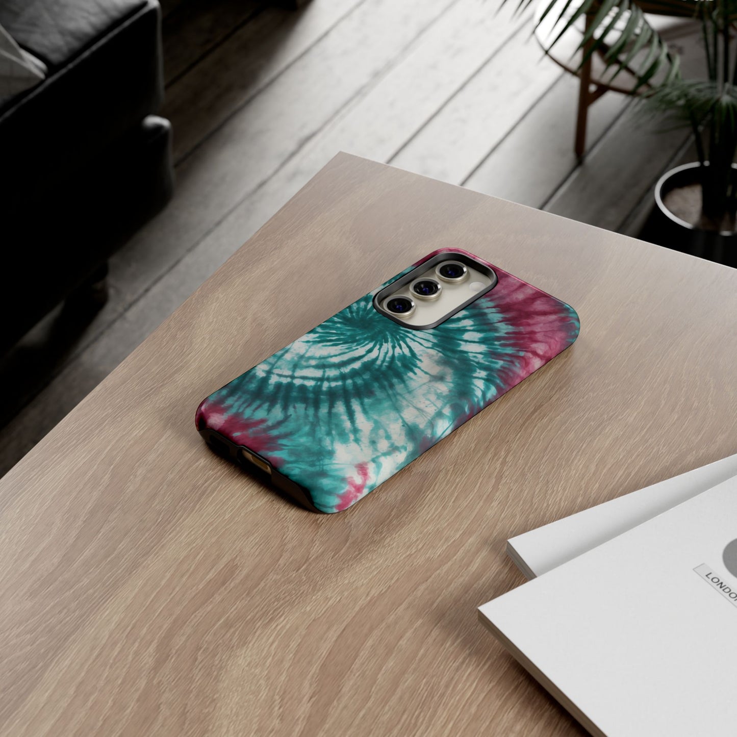 Teal and Pink Spiral Tie-Dye Samsung Galaxy Case – Boho Chic Design