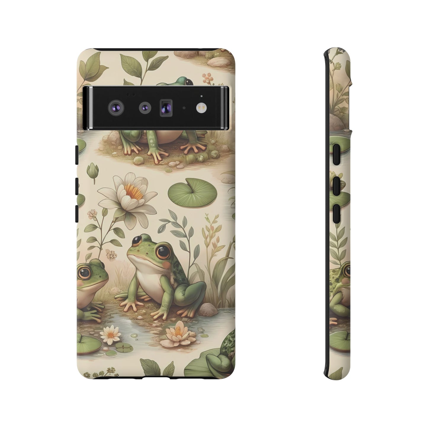 Cute Frogs Phone Case - Pond Pals Frolic - Charming Frog Lily Pad Phone Case for iPhone, Google & Samsung! Great Gift For Any Frog Lover!