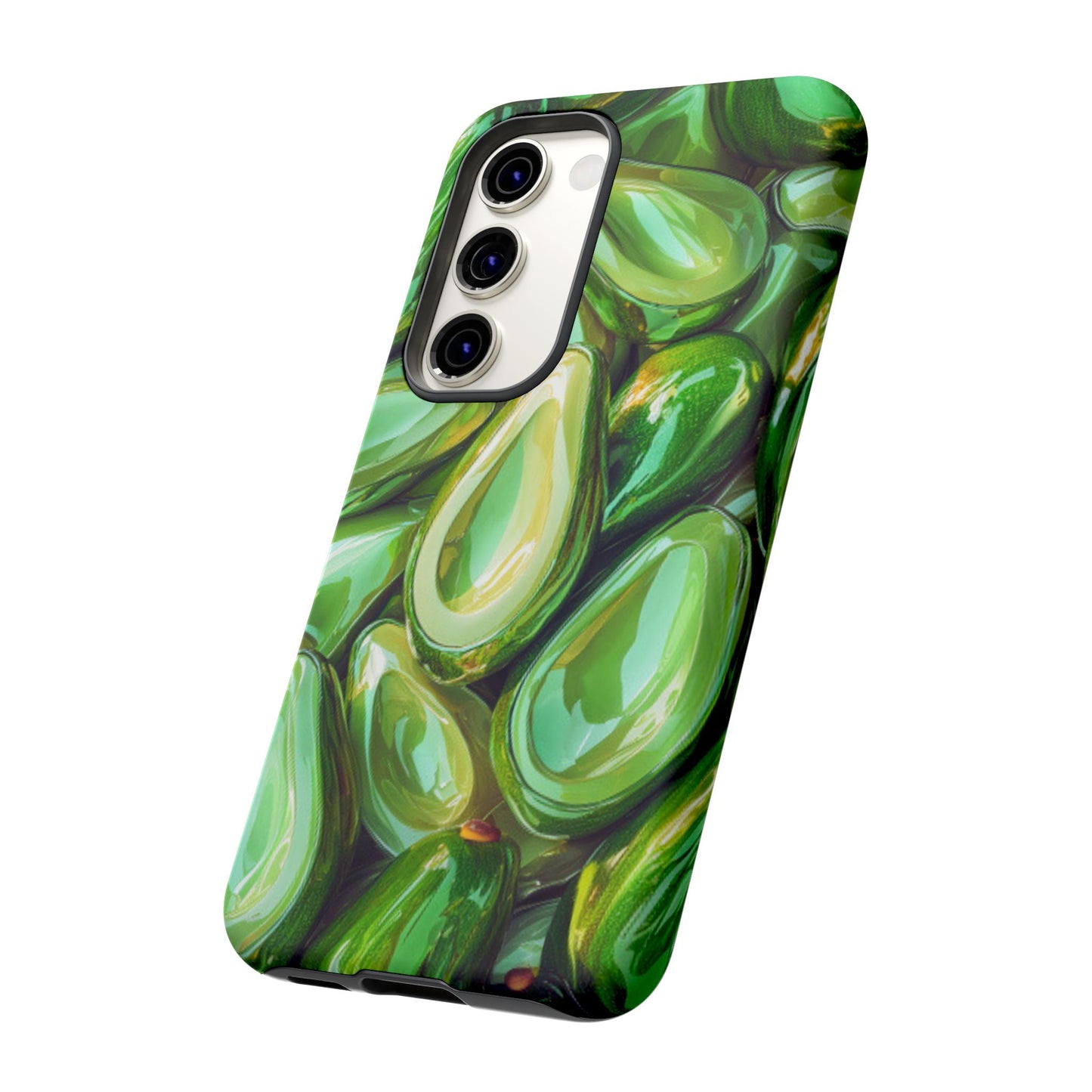 Glossy Avocado Samsung Galaxy  Case – Sleek Green 3D Fruit Design, Durable and Stylish