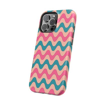 Retro Waves Pattern MagSafe iPhone Case – Shockproof Design with Dual-Layer Protection