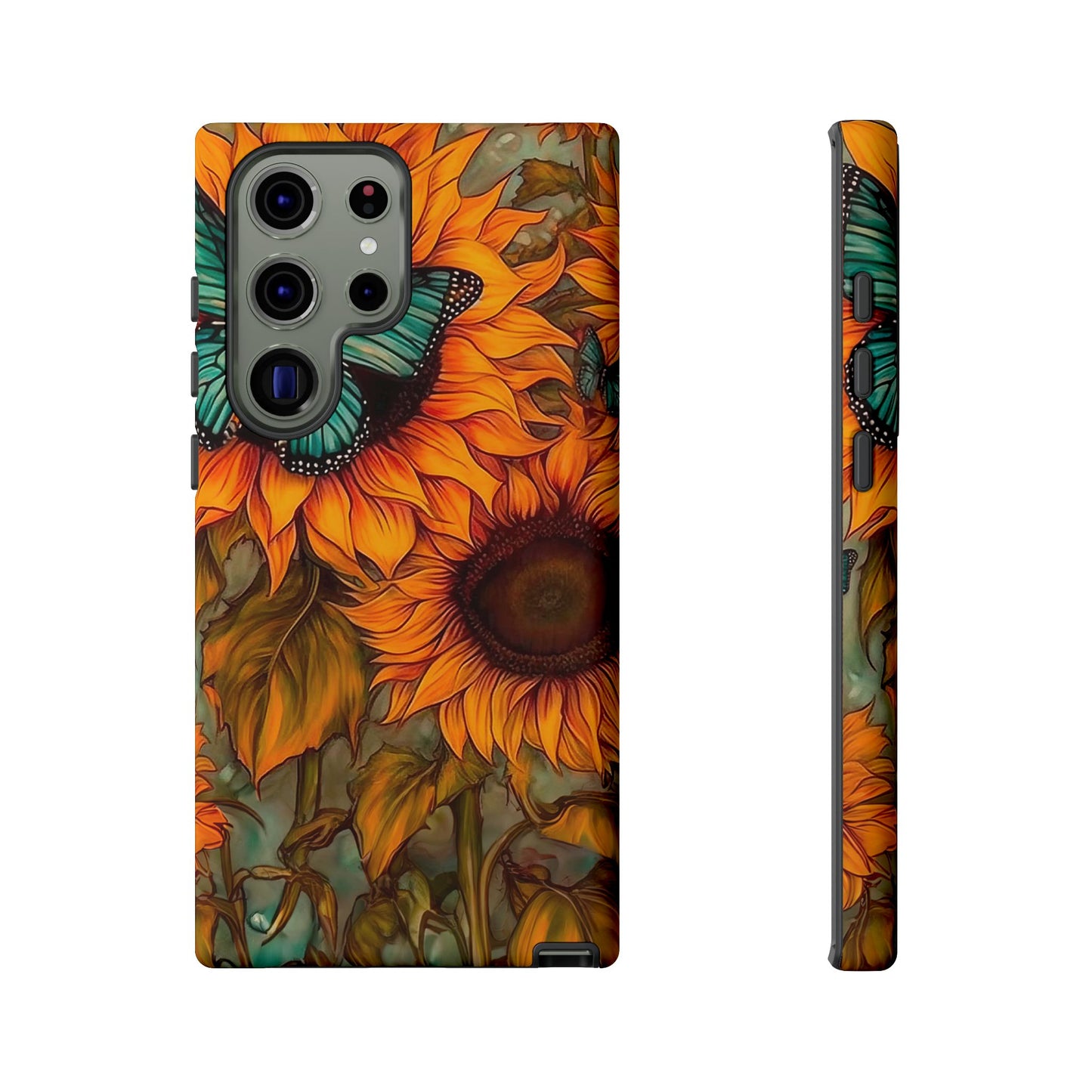 Vintage Blue Butterfly & Sunflower Art – Samsung Galaxy Case