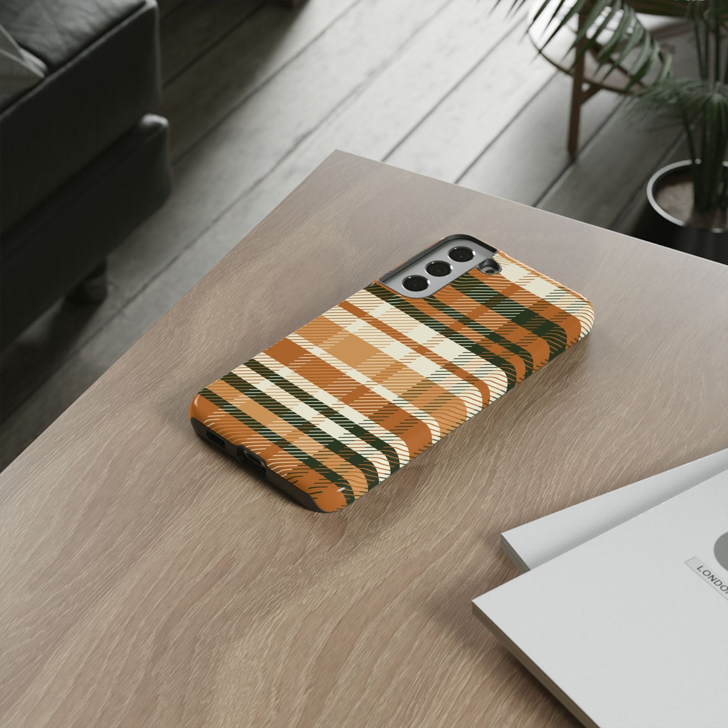 Samsung Galaxy Case - Pumpkin Spice Plaid Design