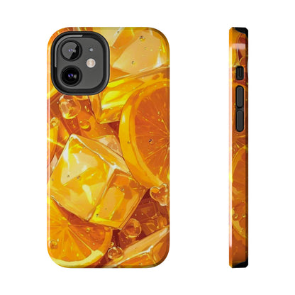 Citrus Splash iPhone Case – Bright Orange Slices & Ice, Dual-Layer Protection