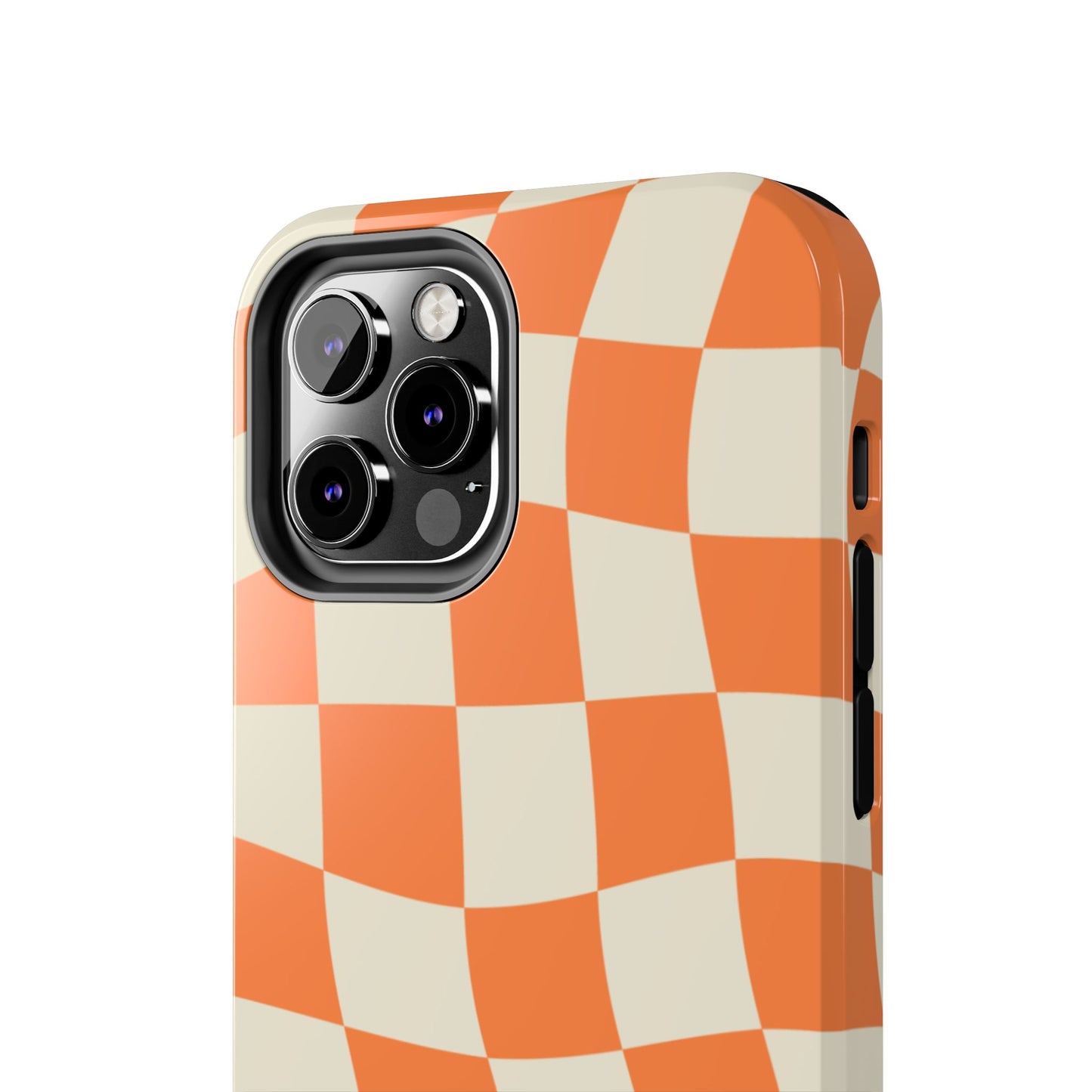 Wavy Retro Checkerboard iPhone Case – Shockproof, Matte Finish, Dual-Layer Protection