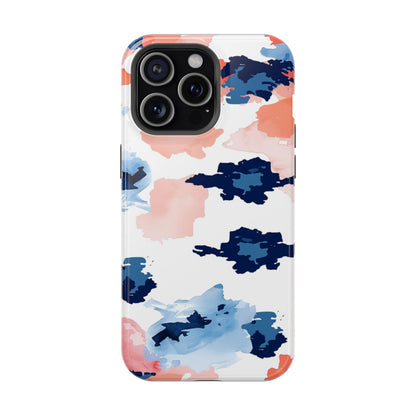 Abstract Coral & Navy Watercolor Design – MagSafe iPhone Case