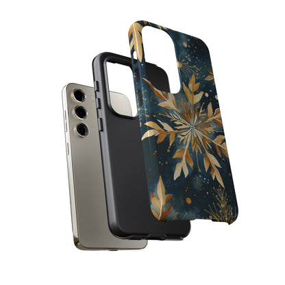 Gold Floral Snowflakes on Midnight Blue - Samsung Galaxy Series Case