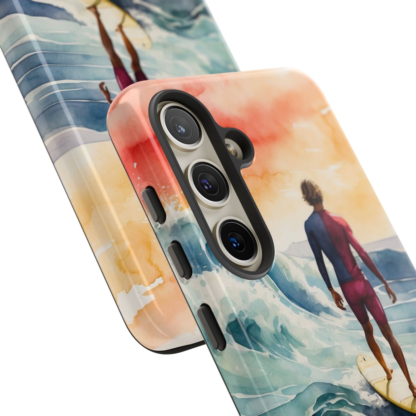 Surfer’s Sunset Wave Samsung Galaxy Case – Vibrant Watercolor Design