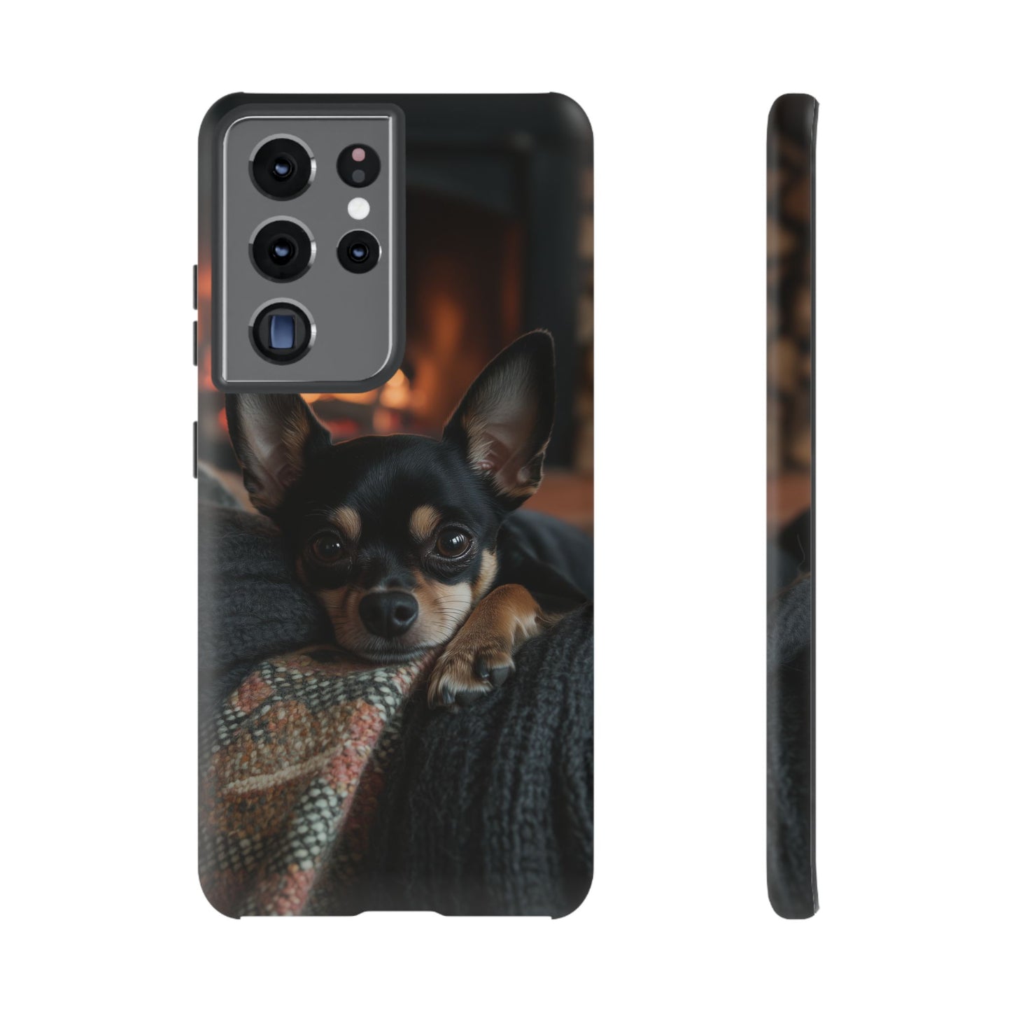 Cozy Chihuahua Fireplace Samsung Galaxy Case – Warm and Protective Design