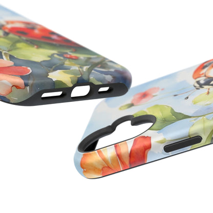 Watercolor Ladybug & Poppy Fields - MagSafe iPhone Case