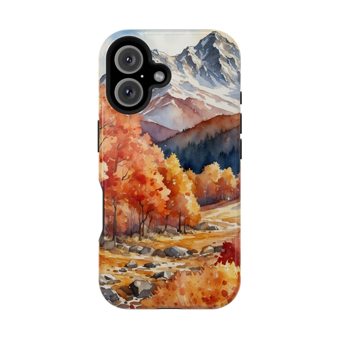 Watercolor Autumn Forest and Mountains - MagSafe iPhone Case