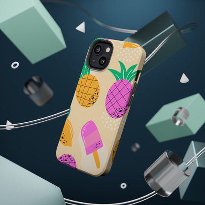 Tropical Pop MagSafe iPhone Case – Fun Pineapple & Lemon Design with Vibrant Summery Colors