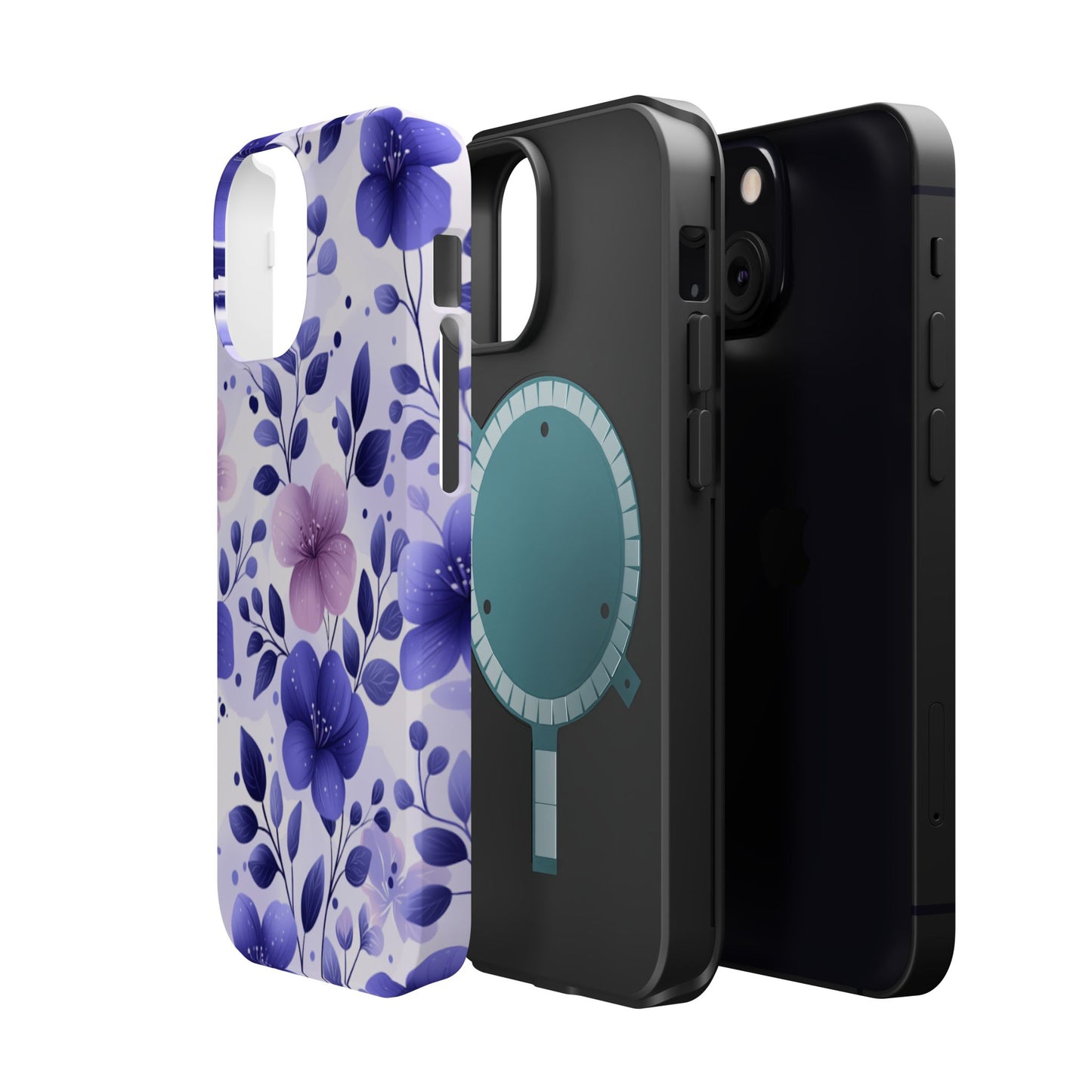 Purple Floral MagSafe iPhone Case – Durable Protection with Elegant Flower Design