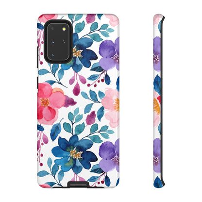 Mystic Bloom – Samsung Galaxy Case with Blue & Pink Watercolor Florals