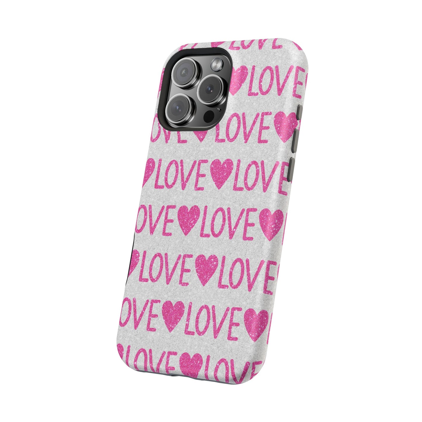 Pink Glitter Love Pattern – MagSafe iPhone Case