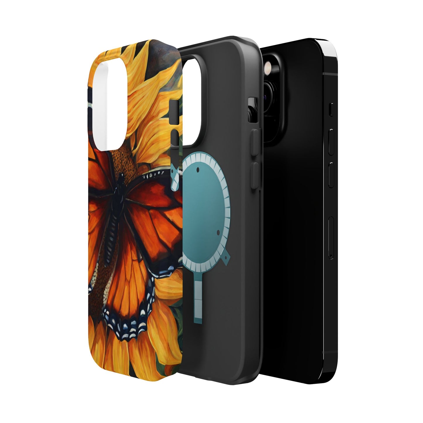 Monarch Butterfly & Sunflower Art – MagSafe iPhone Case