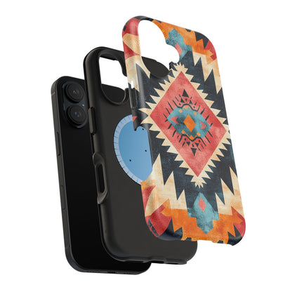 Bold Aztec Pattern Tough MagSafe iPhone Case – Vibrant Geometric Design, Dual-Layer Protection