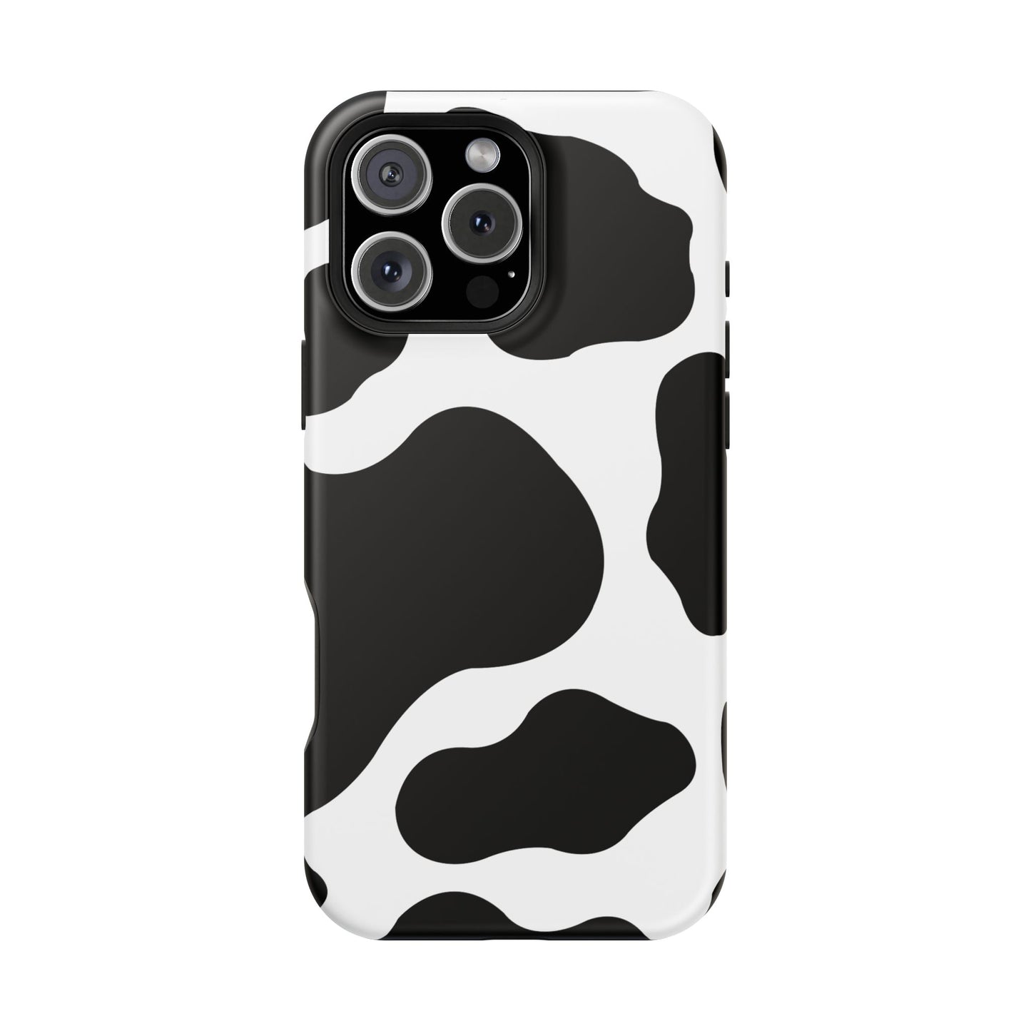 Chic Cow Print Tough Magsafe iPhone Case – Trendy Monochrome Animal Pattern with Dual-Layer Protection