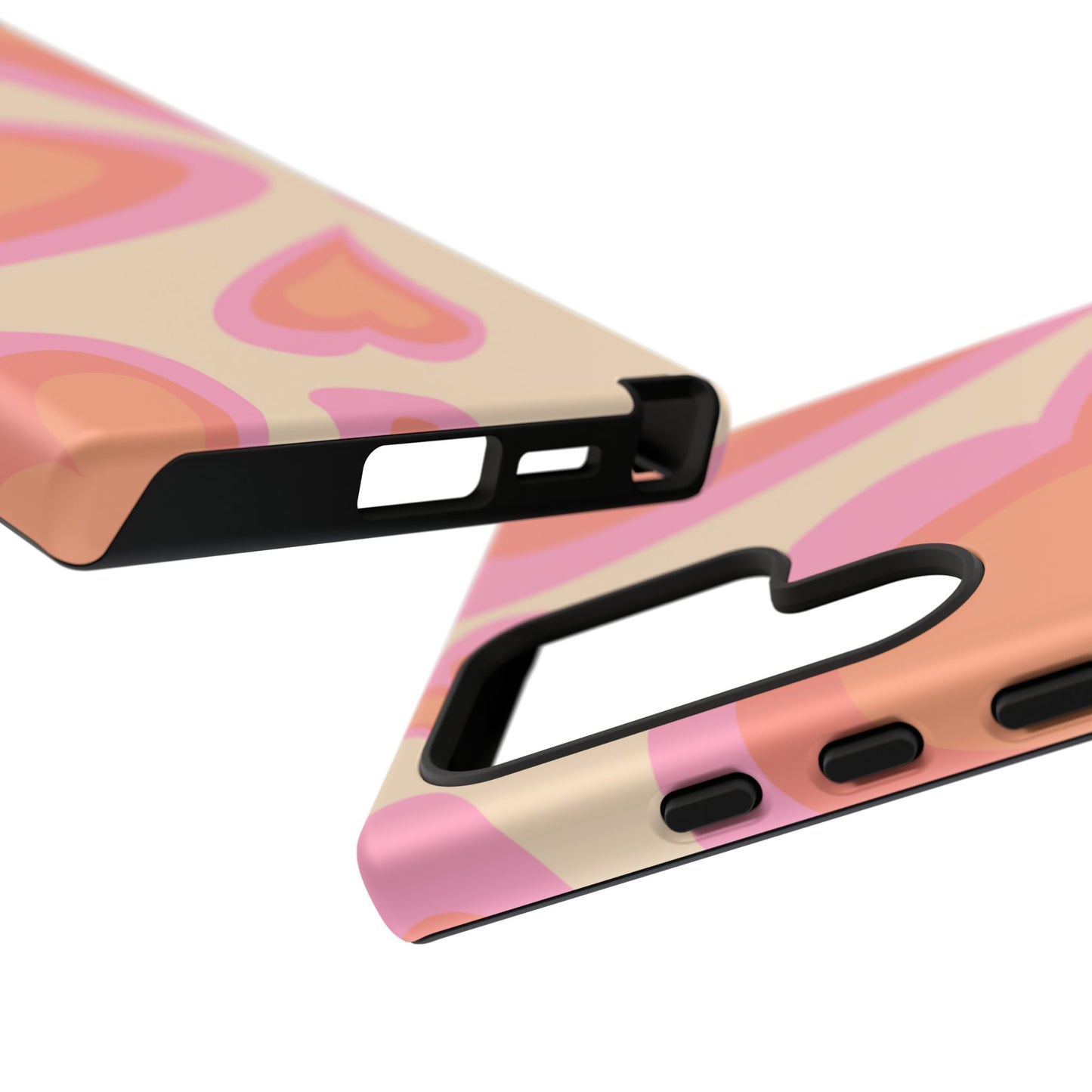Retro Pink Hearts Samsung Galaxy Case – Shock-Resistant, Matte Finish, Dual-Layer Protection
