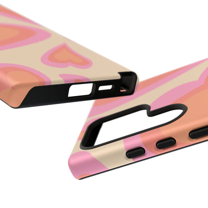 Retro Pink Hearts Samsung Galaxy Case – Shock-Resistant, Matte Finish, Dual-Layer Protection