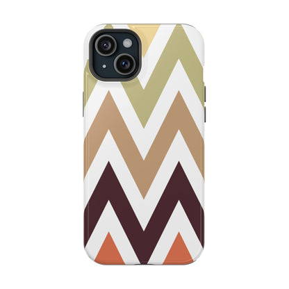 Earthy Chevron MagSafe iPhone Case – Boho-Inspired Design with Dual-Layer Protection