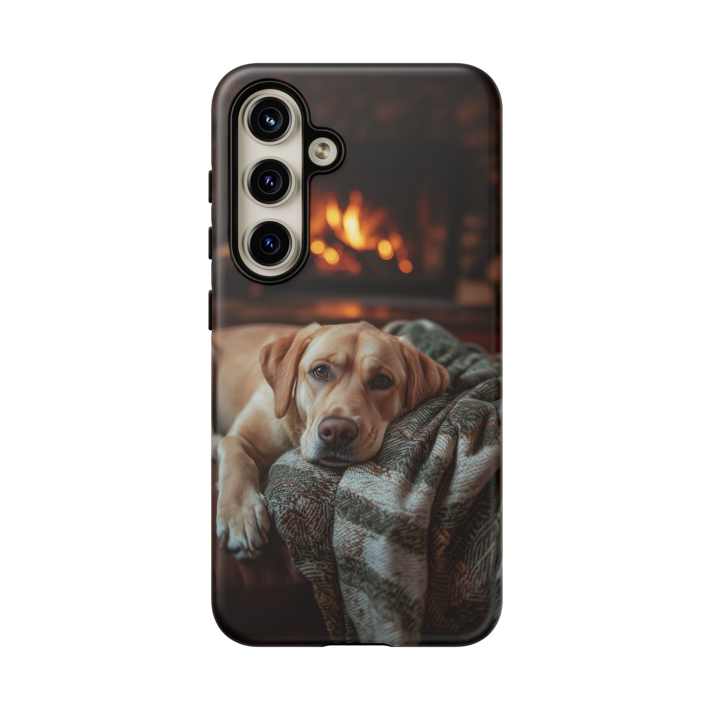 Cozy Labrador by Fireplace Samsung Galaxy Case – Rustic Cabin Protective Cover