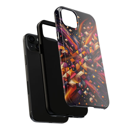 Geometric Galaxy iPhone Case - Abstract Cosmic Protective Cover - Retro Gamer