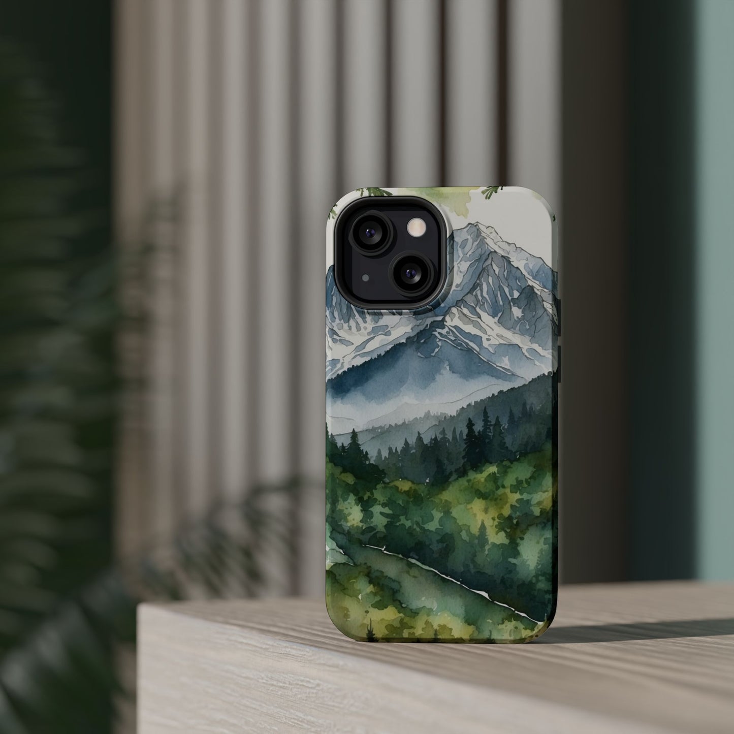 Watercolor Alpine Mountainscape - MagSafe iPhone Case