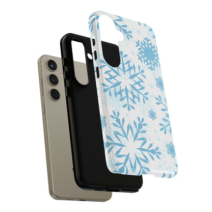 Frosty Blue Snowflakes Samsung Galaxy Case – Shockproof, Smooth Matte Finish, Dual-Layer Design