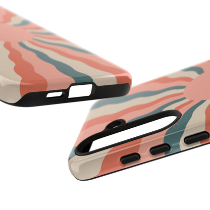 Retro Sunburst Samsung Galaxy Case – Bold 70s-Inspired Waves in Coral, Teal, and Cream