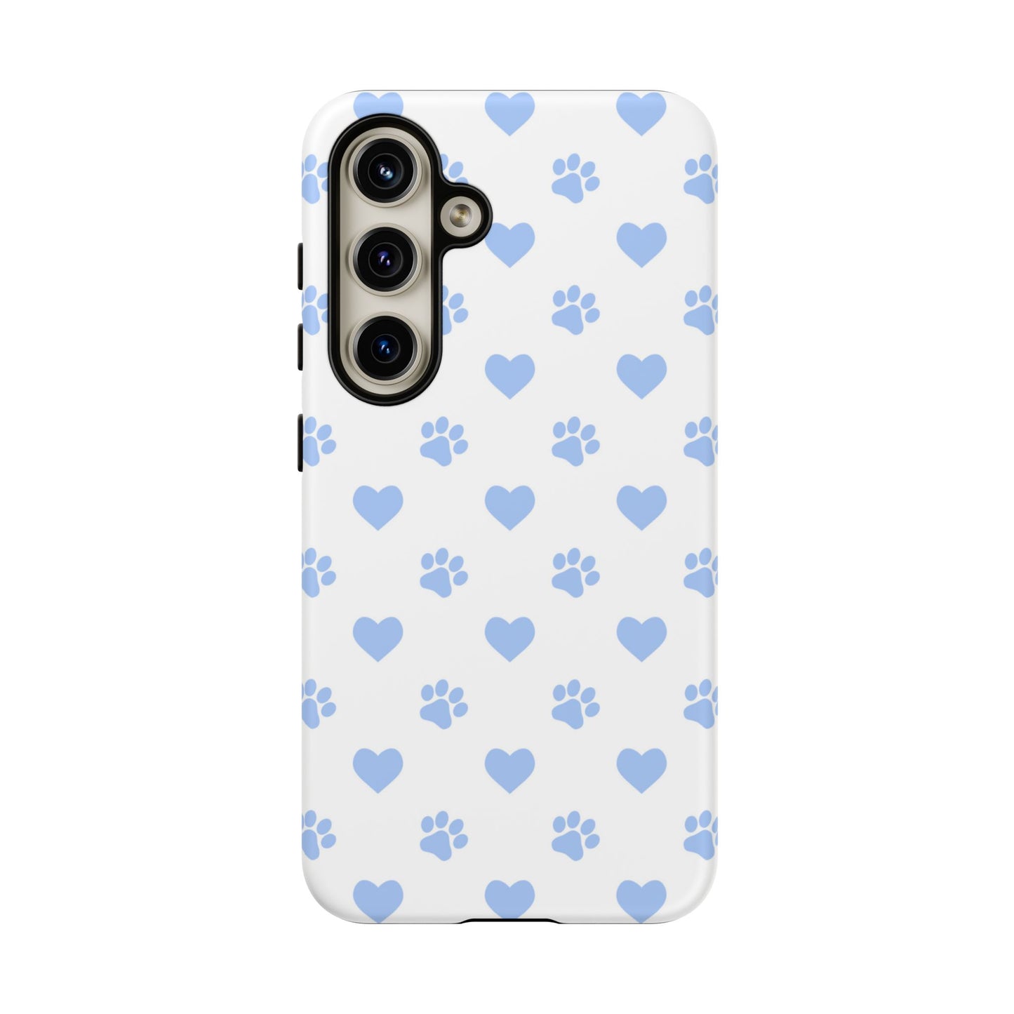 Samsung Galaxy Case - Blue Paw Print & Heart Design