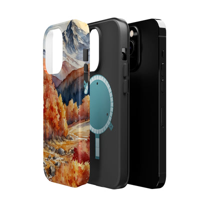 Watercolor Autumn Forest and Mountains - MagSafe iPhone Case