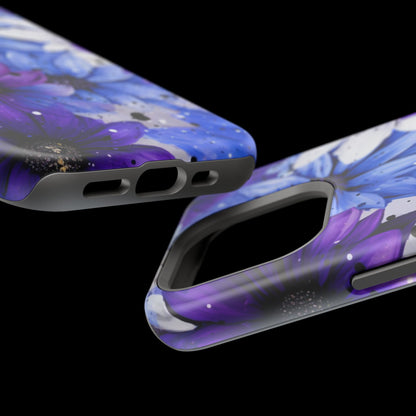 Vibrant Purple & Blue Floral Splash - MagSafe iPhone Series Case