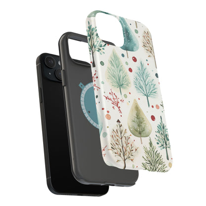 Watercolor Winter Trees MagSafe iPhone Case – Nature-Inspired, Holiday Theme Protective Cover